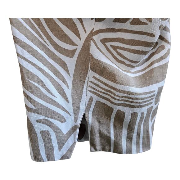 CHICO'S 3 Women XL Blazer Jacket Silk Linen Safari Pattern Beige White Hooks 44" - Picture 5 of 7